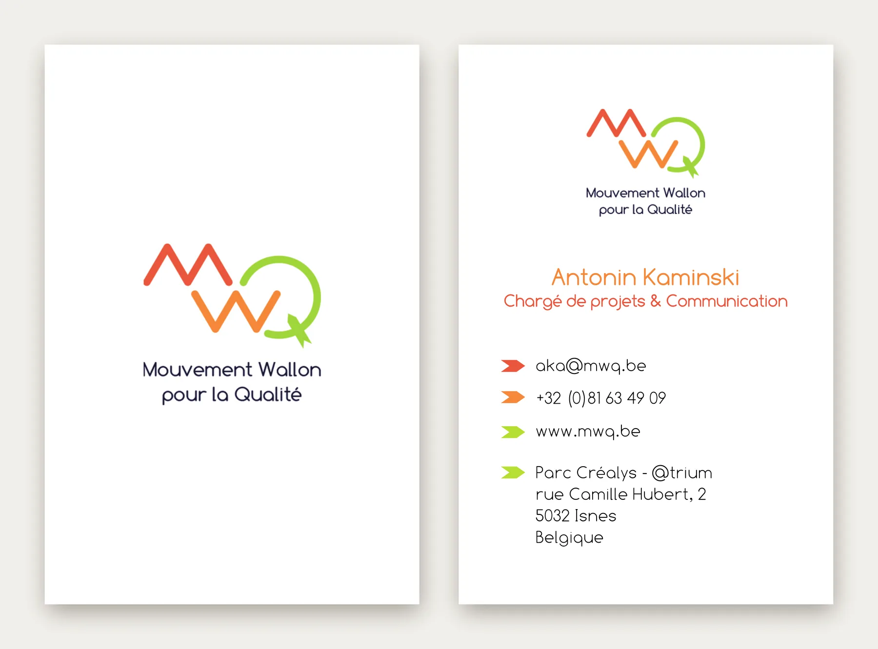 Branding MWQ : Carte de visite, recto et verso