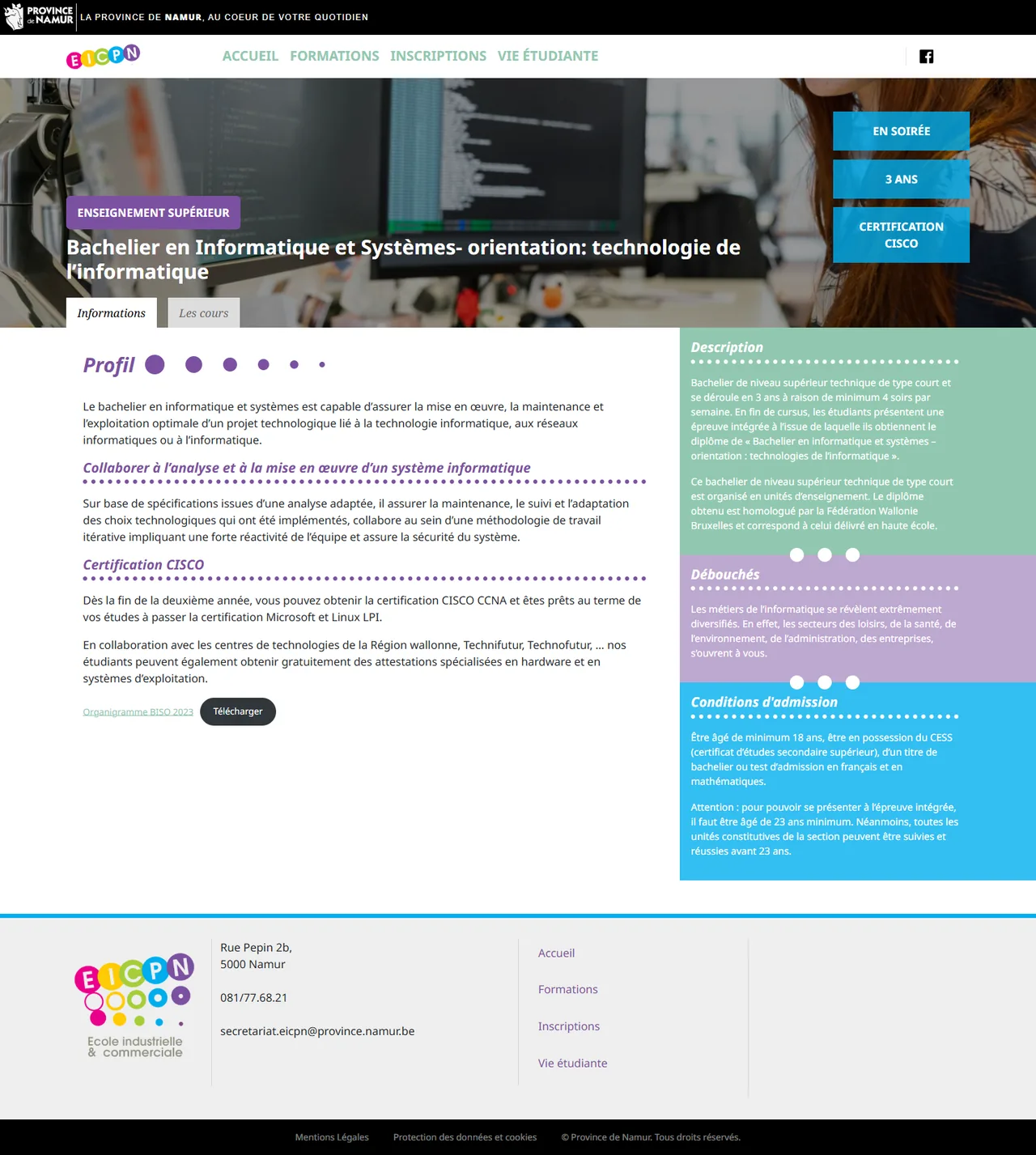 EICPN : Bachelier en informatique et systèmes