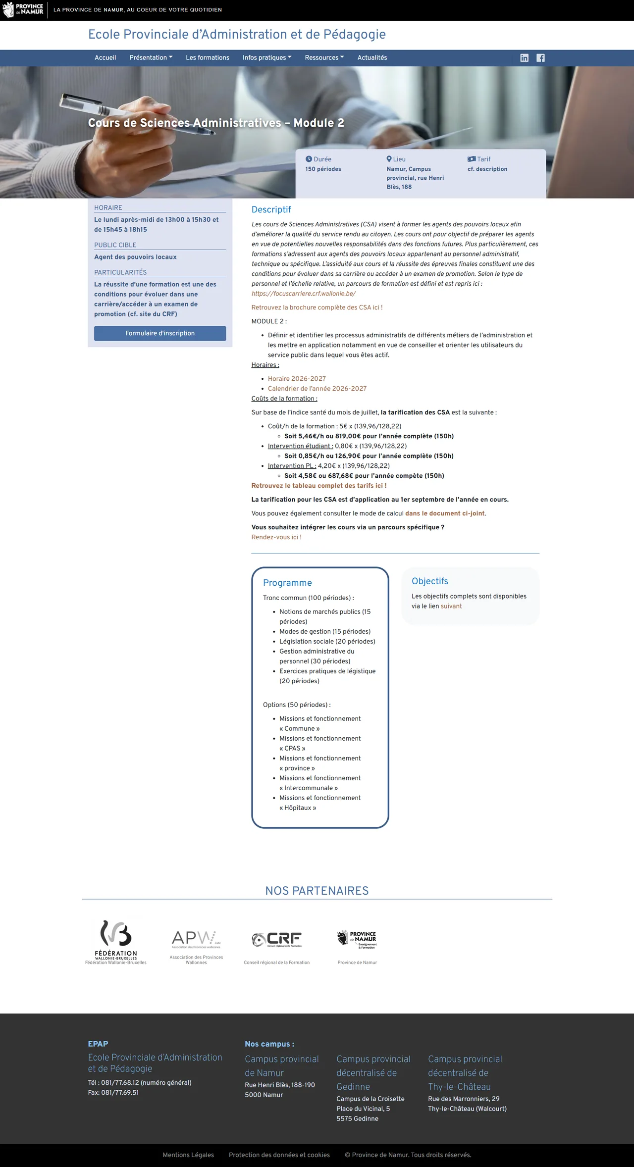 EPAP : Fiche d'une formation