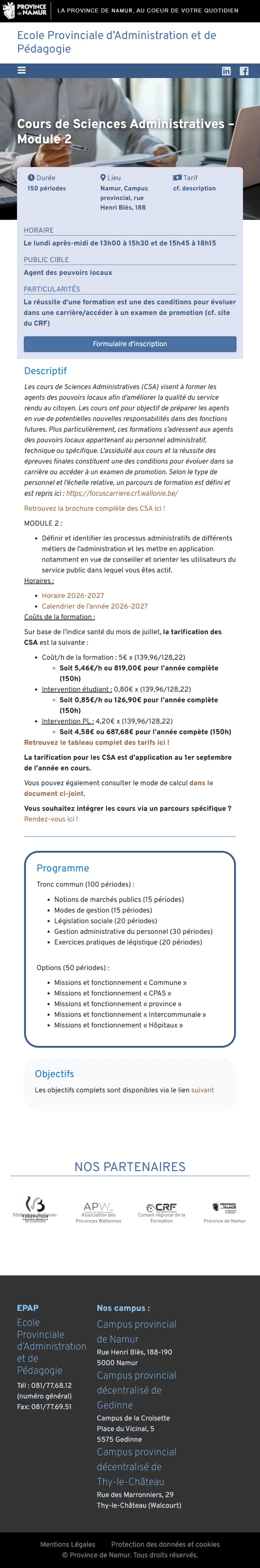 EPAP : Fiche d'une formation